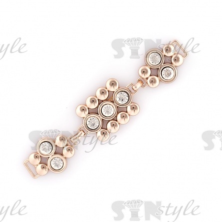 Декоративное украшение пришивное металлическое, цвет золото+белые стразы, размер 104х23 мм фото 1