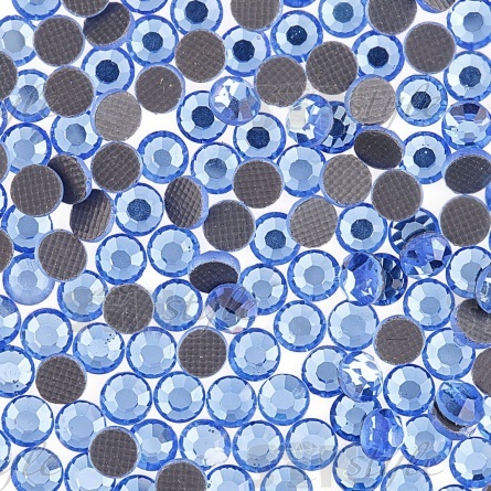 Стразы термоклеевые стеклянные SS16, форма круг, цвет голубой,1440шт/уп фото 2