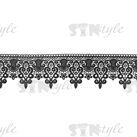 Кружево ажурное, ширина 110 мм, цвет черный, намотка 15 ярдов фото 2