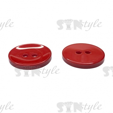 Пуговица пластиковая на два прокола, размер 40L, цвет красный фото 2