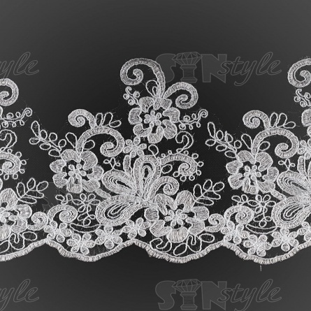 Кружево гипюр, ширина 195 мм, цвет сияющий белый, намотка 15 ярдов фото 1