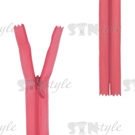 Молния спираль, тип 3, потайная, неразъемная, основа капрон, длина 50 см, цвет 137 (темно-розовый), бегунок цвета основы фото 1