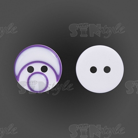 Пуговица пластиковая на два прокола, размер 20L, цвет белый/фиолетовый фото 1