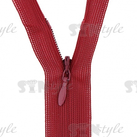 Молния спираль, тип 3, потайная, неразъемная, основа капрон, длина 20 см, цвет 178 (бордо), бегунок цвета основы фото 2
