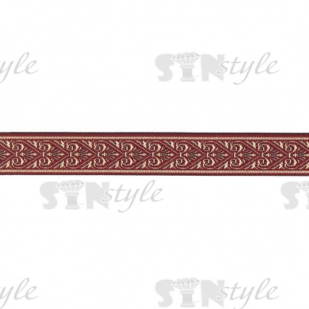 Жаккардовая лента, ширина 20 мм, намотка 10 м, цвет бордовый фото 2