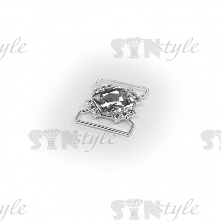 Пряжка металлическая, цвет серебряный+белые стразы, внутренний размер 32 мм фото 2