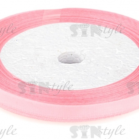 Декоративная лента атласная, ширина 6 мм, намотка 25 ярдов, цвет розовый (№066) фото 2