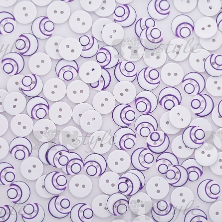 Пуговица пластиковая на два прокола, размер 20L, цвет белый/фиолетовый фото 4