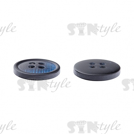 Пуговица пластиковая на четыре прокола, размер 24L, цвет синий фото 3