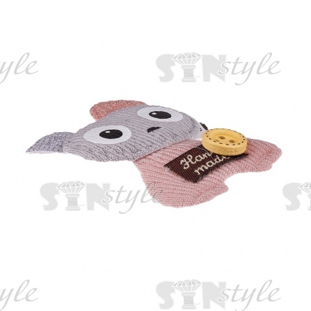 Аппликация 3D "Котик", цвет грязно-розовый+серый, размер 50х35 мм фото 2