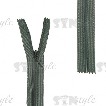Молния спираль, тип 3, потайная, неразъемная, основа капрон, длина 50 см, цвет 265 (темно-зеленый), бегунок цвета основы фото 1