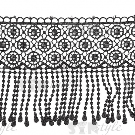 Кружево ажурное, ширина 130 мм, цвет черный, намотка 15 ярдов фото 1