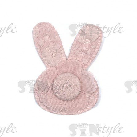 Аппликация 3D "Зайчик", цвет грязно-розовый, размер 45 мм х 65 мм фото 1