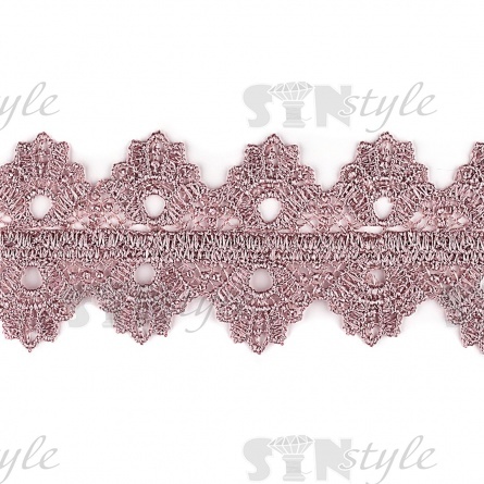 Кружево ажурное, ширина 50 мм, цвет грязно-розовый, намотка 15 ярдов фото 1