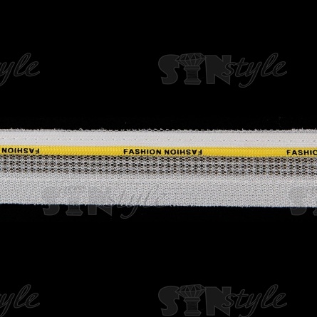 Декоративная тесьма отделочная со стразами, цвет белый+желтый, ширина 30 мм, намотка 50 ярдов фото 3