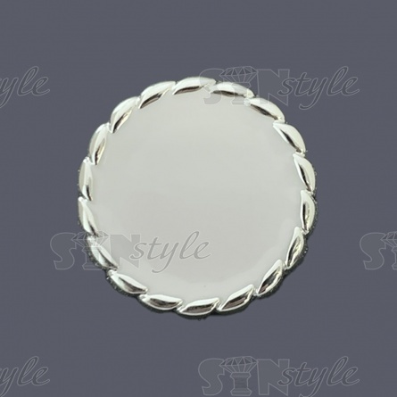 Пуговица пластиковая на ножке, размер 24L, цвет серебряный+белый фото 1