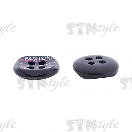 Пуговица пластиковая на четыре прокола, размер 18L, цвет черный/малиновый фото 3