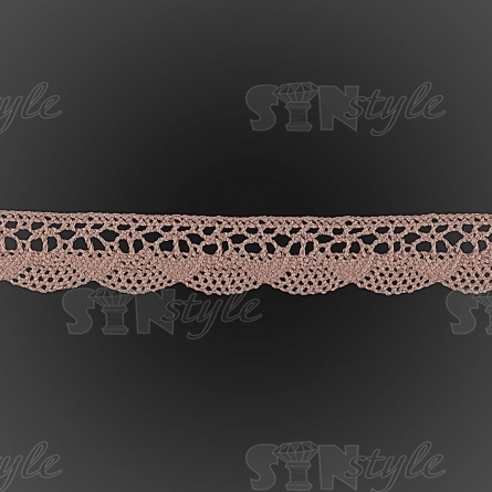 Кружево вязаное плетеное, ширина 20 мм, цвет грязно-розовый, намотка 15 ярдов фото 2