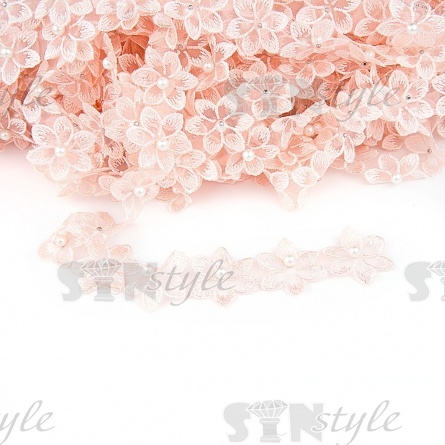 Цветочки из капроновой ленты, размер 30 мм, намотка 20 ярдов, цвет персиковый (#19)  фото 1