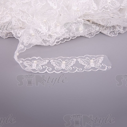 Бабочки из капроновой ленты, ширина 45 мм, намотка 20 ярдов, цвет белый (№ 7) фото 3