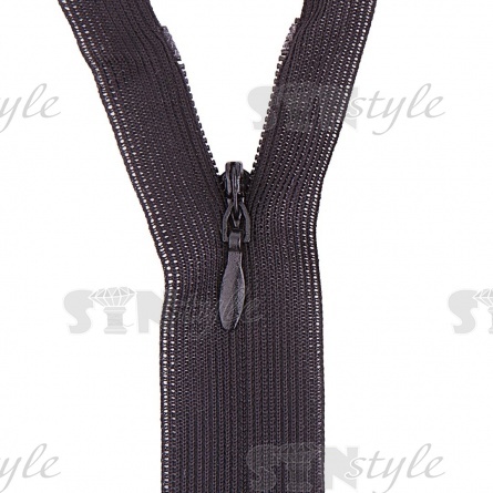 Молния спираль, тип 3, потайная, неразъемная, основа капрон, длина 20 см, цвет 322 (черный), бегунок цвета основы фото 2