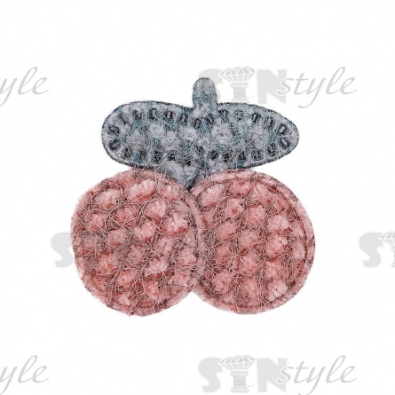 Аппликация 3D "Вишенки", цвет серый+грязно-розовый, размер 35х30 мм фото 1