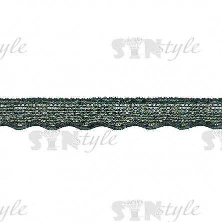 Кружево эластичное, ширина 17 мм, цвет зеленый, намотка 100 ярдов фото 2
