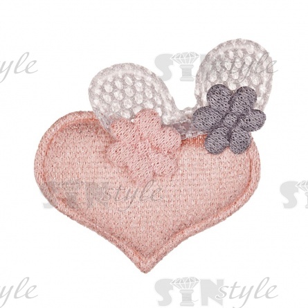 Аппликация 3D "Сердечко", размер 40х35 мм, цвет грязно-розовый фото 1