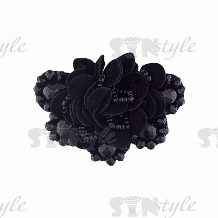 Аппликация с элементами из бисера на фетровой основе, размер 55 мм х70 мм, цвет черный фото 1