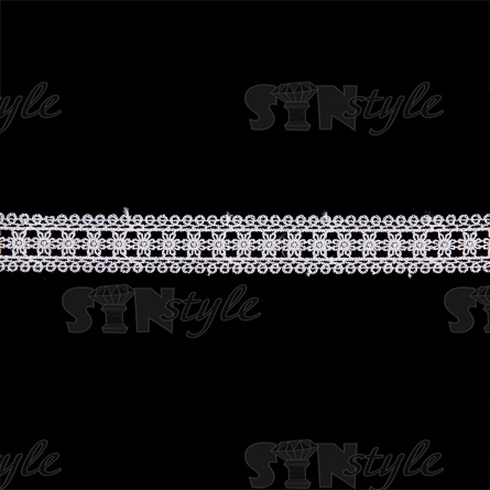 Кружево ажурное с нежным цветочным узором, ширина 30 мм, цвет белый, намотка 10 ярдов  фото 2