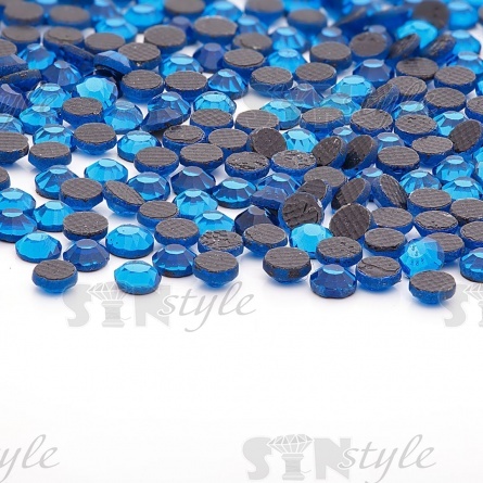 Стразы термоклеевые стеклянные SS10, форма круг, цвет синий (904), 1440шт/уп фото 3