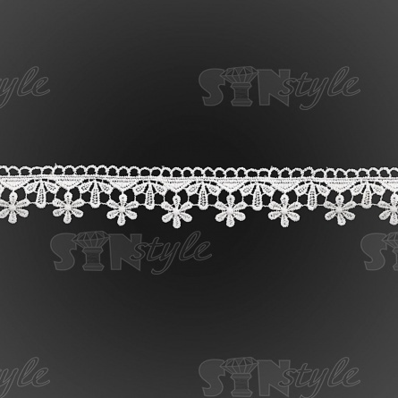 Кружево ажурное матовая нить, ширина 30 мм, цвет белый, намотка 30 ярдов фото 2