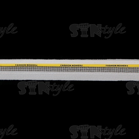 Декоративная тесьма отделочная со стразами, цвет белый+желтый, ширина 30 мм, намотка 50 ярдов фото 1