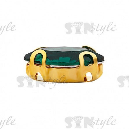 Стразы пришивные акриловые в цапах, форма лодочка, цвет золото+темно-зеленый, размер 5х10 мм, 200 шт/уп. фото 2