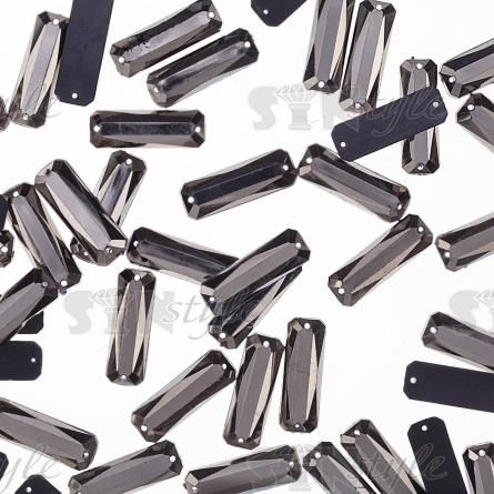 Стразы пришивные акриловые, форма прямоугольник, цвет графит, размер 7*20мм фото 1