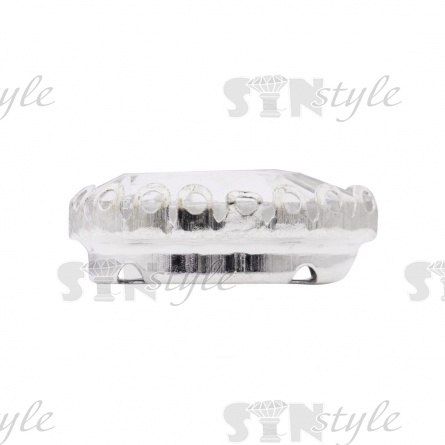 Стразы пришивные стеклянные в оправе, форма капля, цвет серебро+белый прозрачный, размер 10х14 мм фото 2