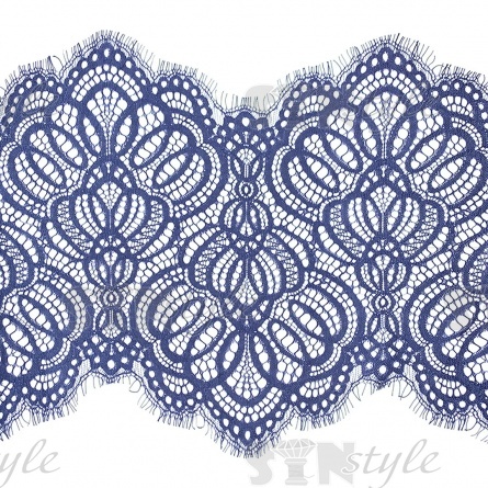 Кружево "Французское", ширина 250мм, цвет темно-синий, длина 3 метра фото 1