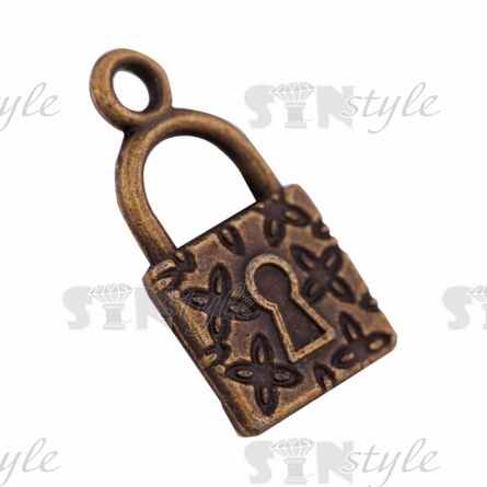 Подвеска металлическая "Замочек", размер 10ммх15мм, цвет бронза фото 2