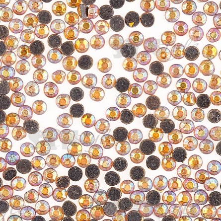 Стразы термоклеевые акриловые SS10, цвет желтый радужный (голография), 500 гр/уп  фото 3