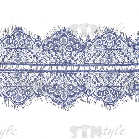 Кружево "Французское", ширина 140 мм, цвет синий, длина 3 метра фото 1
