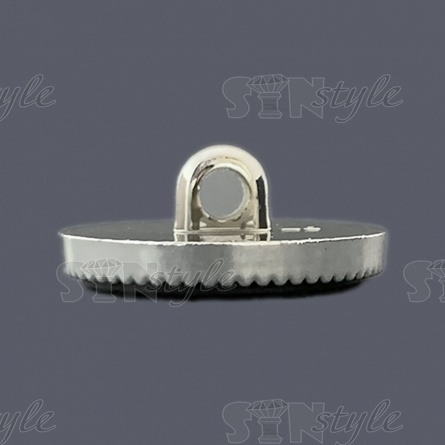 Пуговица пластиковая на ножке, размер 40L, цвет серебряный+черный фото 2