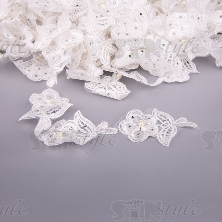 Цветочки из капроновой ленты, цвет белый, ширина 55 мм, намотка 20 ярдов фото 2