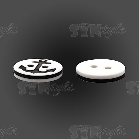 Пуговица пластиковая на два прокола, размер 20L, цвет белый/черный фото 3