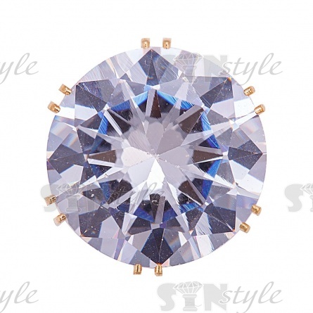 Стразы пришивные стеклянные в цапах, форма круг, цвет золото+белый прозрачный, диаметр 14 мм фото 1