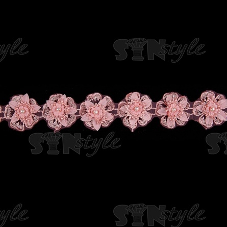 Кружево "Цветочное", ширина 50 мм, цвет розовый, намотка 10 ярдов  фото 3