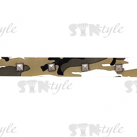 Декоративная тесьма отделочная камуфляжная с заклепками, ширина 25 мм, намотка 10 ярдов фото 3