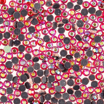 Стразы термоклеевые акриловые SS10, цвет красный радужный (голография), 500 гр/уп фото 3