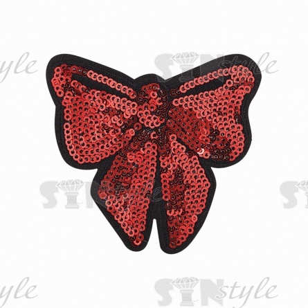 Термоаппликация "Бантик" с пайетками, размер 82х75 мм фото 1