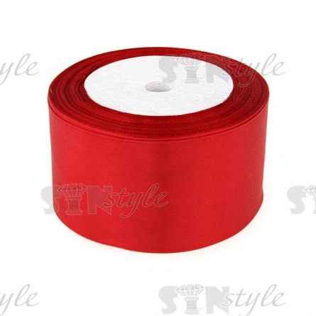 Лента атласная, ширина 50 мм, намотка 25 ярдов, цвет темно-красный (№033) фото 1