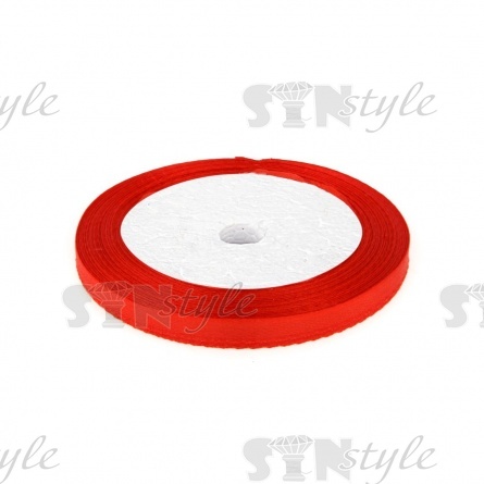 Лента атласная, ширина 6 мм, намотка 25 ярдов, цвет красный (№026) фото 1